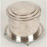 A mid 20th century Mappin & Webb silver plated biscuit barrel, designed by Keith Murray, circular