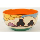 A Clarice Cliff Bizarre 'Summerhouse' pattern bowl, painted in colours, marks under, (14.5cm