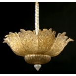 Attributed to Barovier & Tosso, Murano Italy, a mid 20th century hand blown glass chandelier, with