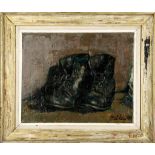Llewellyn Petley-Jones, oils on canvas, 'Old Boots', dated '76, framed, 37 x 46cm
