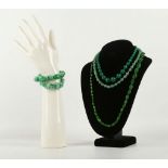 A selection of jadeite beaded bracelets and necklaces (5)