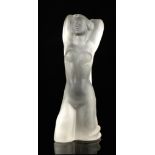 An Art Deco Lalique style frosted glass female figure, (26cm high).