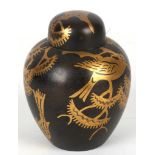 A Paul Haustein WMF ginger jar, cica 1930, black patina with gold decoration, stamped marks