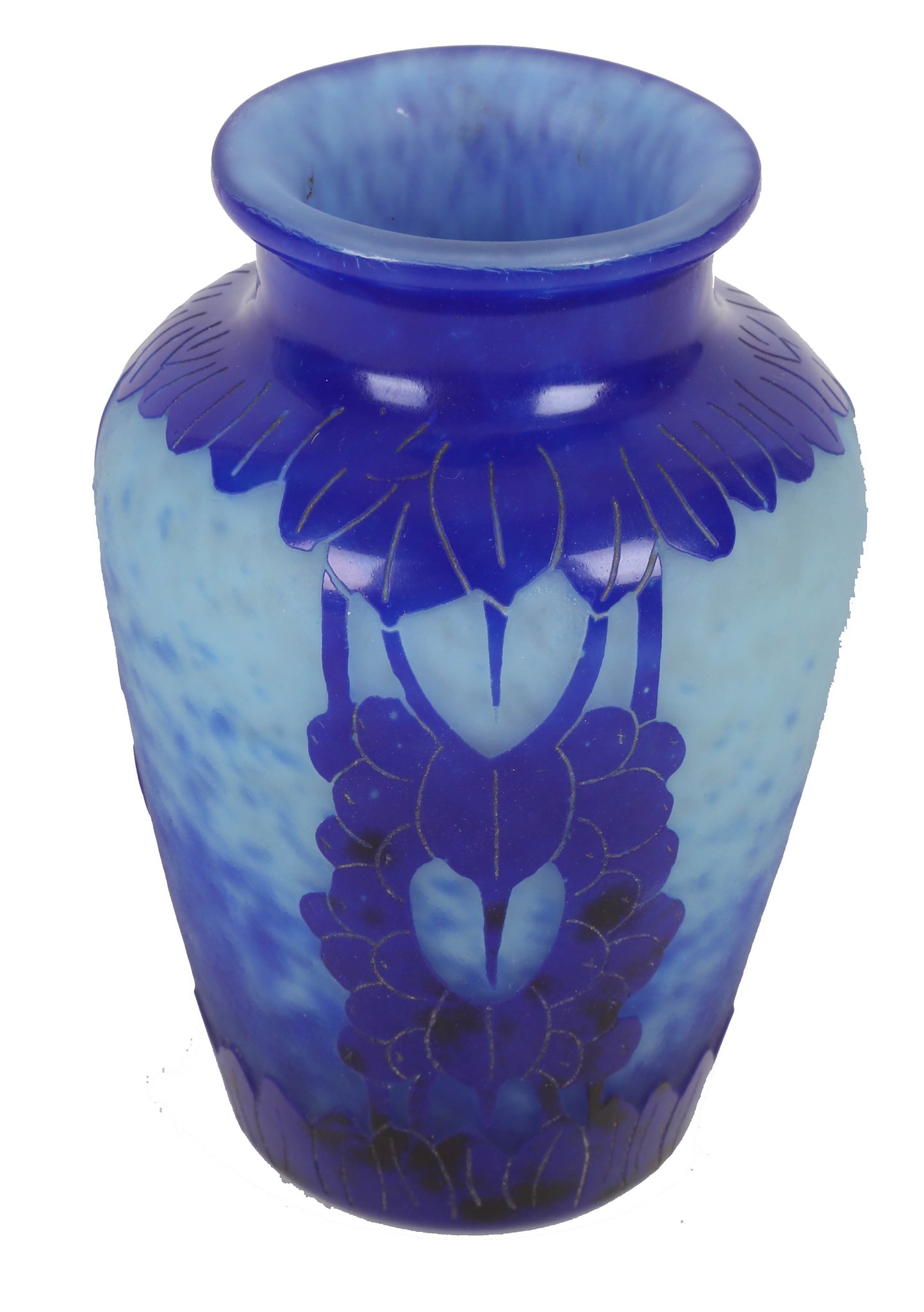 Charles Schneider for Le Verre Francais, an Art Deco cameo glass acid etched vase in the Myrtilles