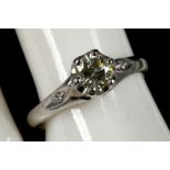 An 18ct white gold and diamond solitaire ring.