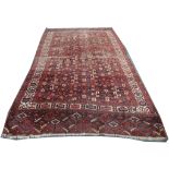 Turkoman Yamout carpet, early 20th Century, 3.27m x 1.99m Condition Rating E