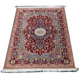 Extremely fine Qum silk rug, Central Iran, 1.16m x 0.80m Condition Rating A