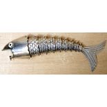 Sterling silver articulated fish bottle opener  20cm lemgth