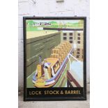 4 x large double sided steel framed hanging pub signs 

THE ROYAL OAK,
THE WHITE HOUSE,
LOCK STOCK &