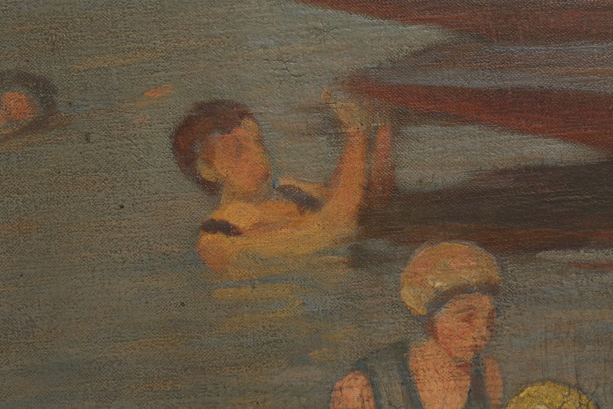 Percy William Gibbs (1894-1937), 'The Bathers', oil on canvas, signed lower right, circa 1930, - Image 5 of 12