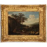 Circa 18th Century French or Dutch School, 'View Down the Hudson River', oil on canvas. Panoramic