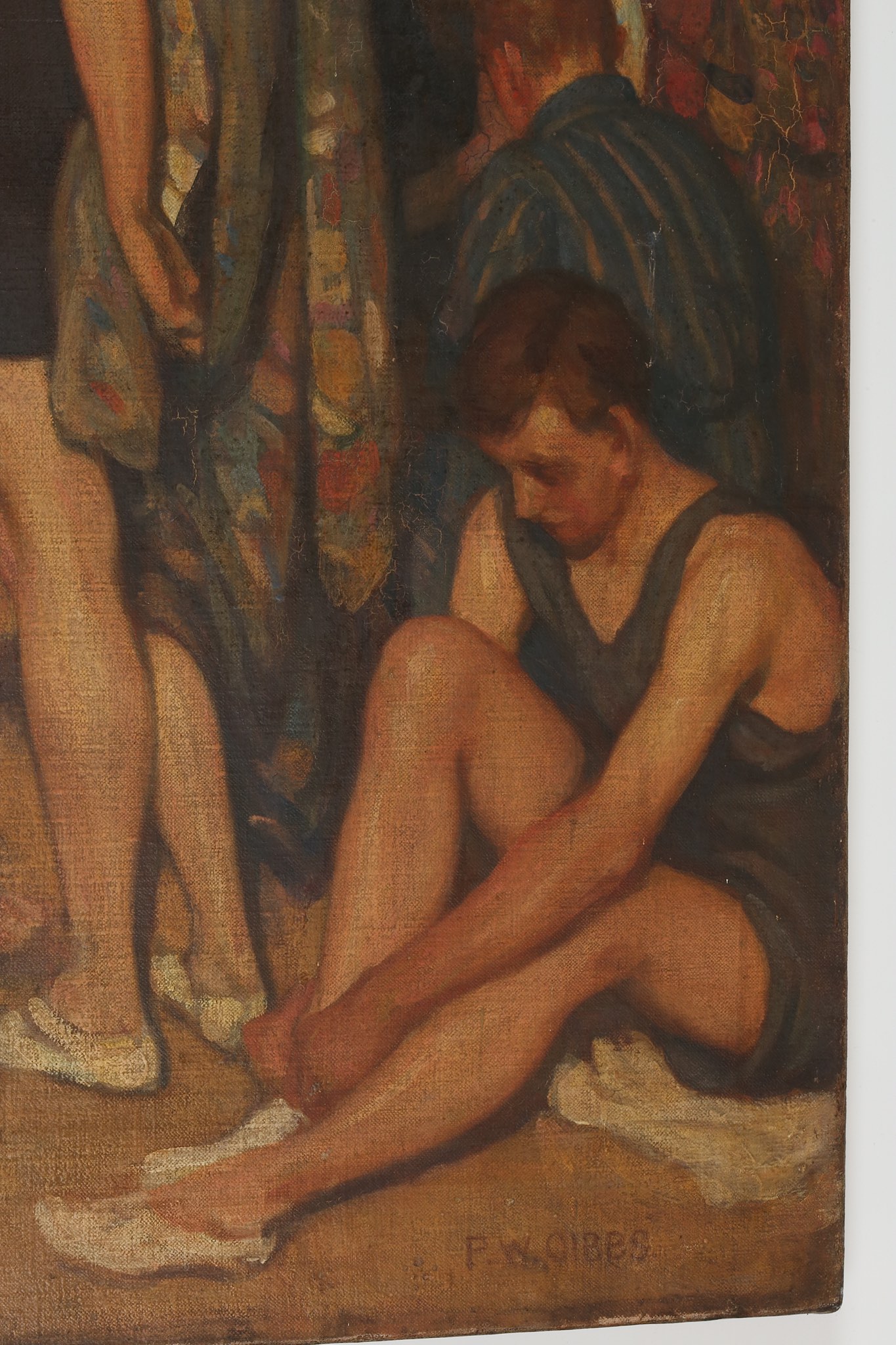 Percy William Gibbs (1894-1937), 'The Bathers', oil on canvas, signed lower right, circa 1930, - Image 8 of 12