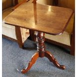 A 19th century mahogany rectangular topped pedestal tripod table, 50 x 45 x 70cm