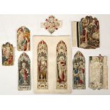 19th century English School, A Selection of five watercolour, pen and ink stained glass window