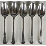 5 George II hallmarked silver table/serving spoons, maker Gabriel Sleath 1741, London (5)