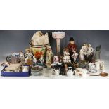 Crown top lustre, crested China, early 20th century dragon plate, other figurines and cranberry