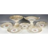 Davenport part dessert service, 19th century, to include tazza, and two other floral dishes (Qty)