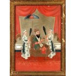 Late 18th century/early 19th century Indian School. A set of three reverse glass paintings, with