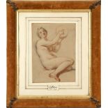 Charles Joseph Natoire (French; 1700-1777), 'Girl with a Tambourine'. A fine quality lithographic
