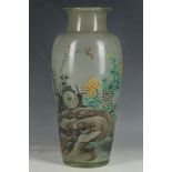 A Chinese inside painted glass vase, decorated with flowers, 30cm.