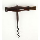 Antique Farrow & Jackson Crocus wood `T` corkscrew with original brush Circa 1880