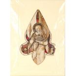 English School circa 1870-1890, A large watercolour stained glass cartoon of a winged angel. For a