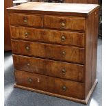 An antique walnut chest of two short over four long graduated drawers, 98 x 105 x 50cm deep