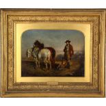 Gourlay Steel R.S.A. (1819-1894), 'Burns at the Plough', oil on panel, signed lower left. The