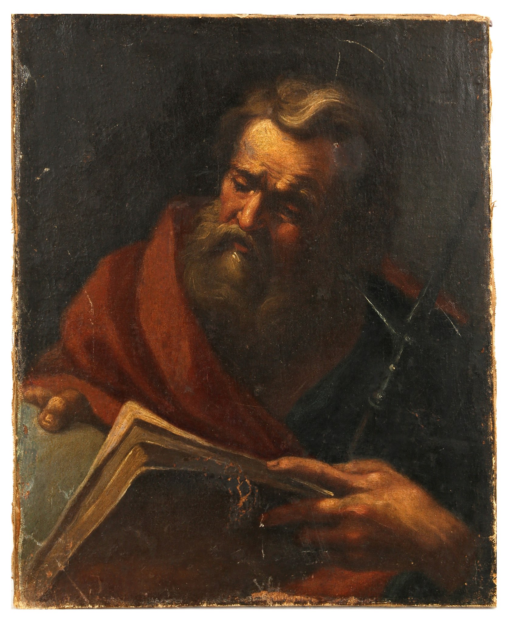 Late 17th century/early 18th century Italian School, St Peter depicted with bible and crucifix,