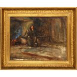 Jozef Israëls (Dutch; 1824-1911), 'Man by an Interior Fire', watercolour, signed lower right. In a
