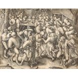 After Pieter Bruegel the Elder, 'The Peasant Wedding Dance', engraving by Pieter van der Heyden (