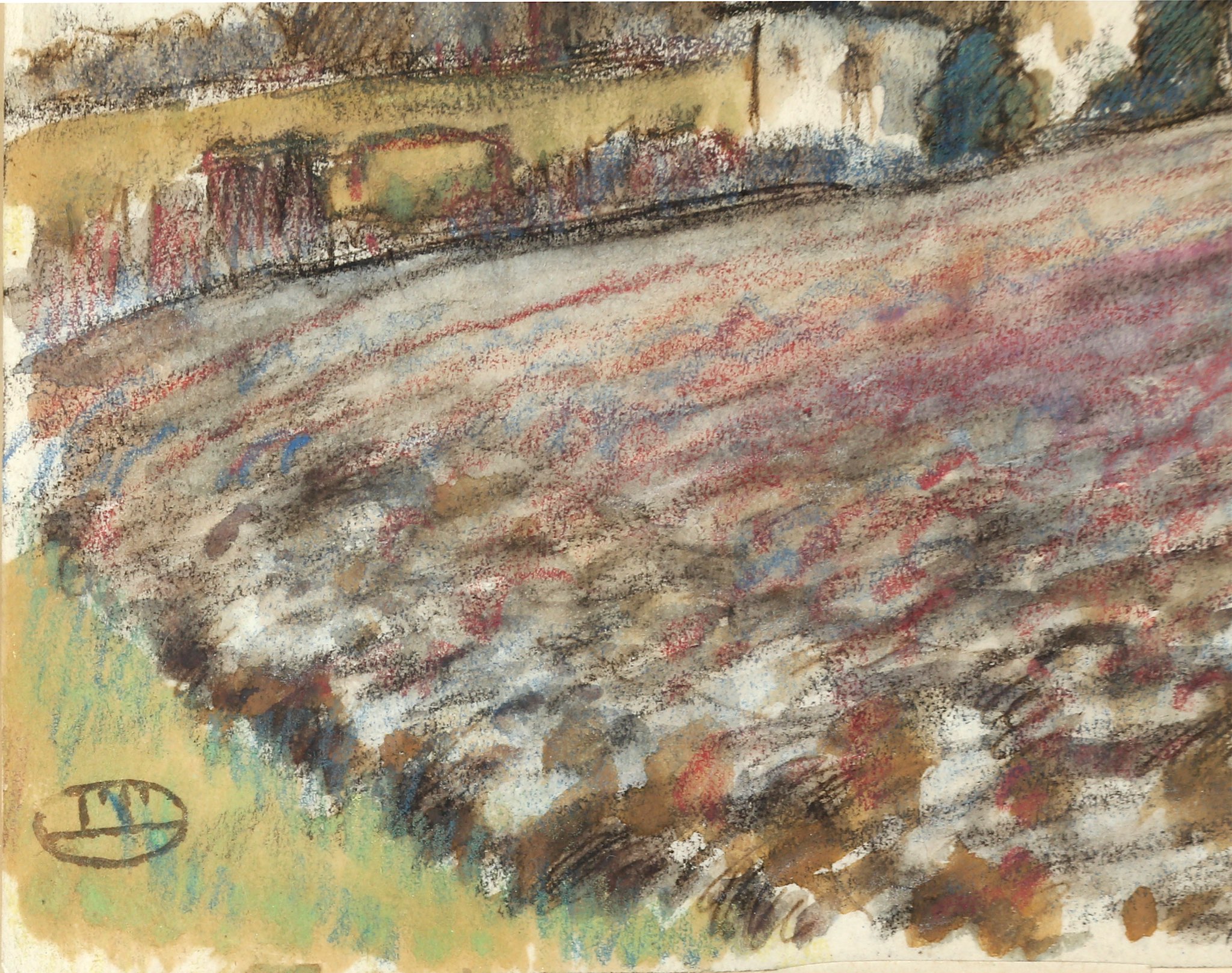 Lucien Pissarro (1863-1944), 'Essex Landscape', watercolour and pencil, monogrammed lower left. - Image 3 of 4