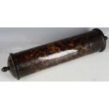 A faux tortoiseshell scroll holder 7.5cm diameter x 32cm long