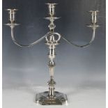 A Mappin and Webb H.M.S. twin branch candelabra