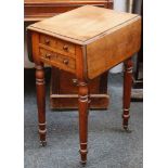 A small 19th century Pembroke table with two drawers to one end raised on turned legs, 72cm when