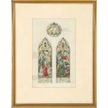 19th century English School, Design for a stained glass window depicting St Peter with bible in hand