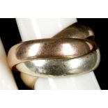 A 9ct 3 colour gold 'Russian' wedding ring