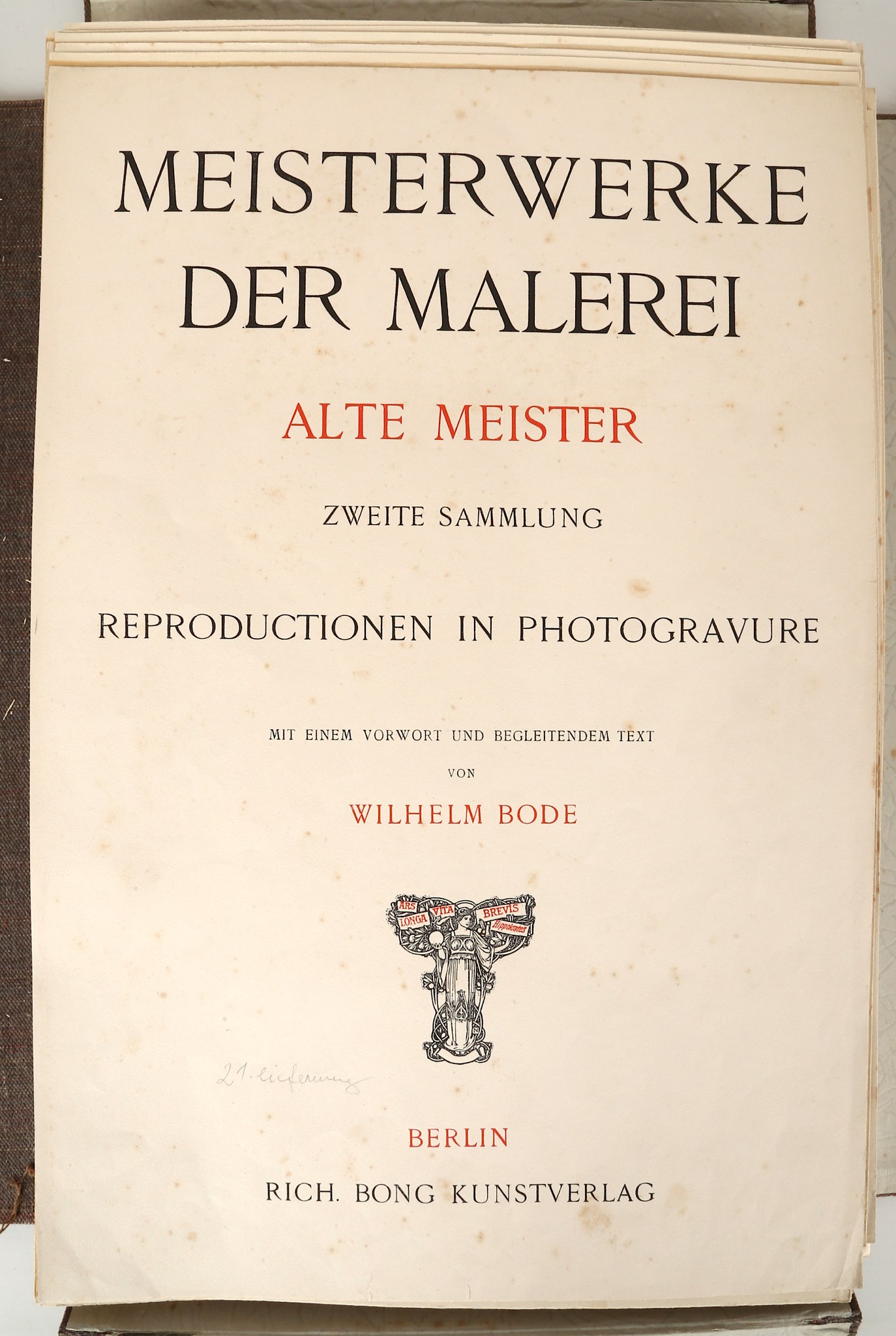 'Meisterwerke der Malerei' by Wilhelm Bode, published 1905 Bong Kunstverlag. Folio edition in