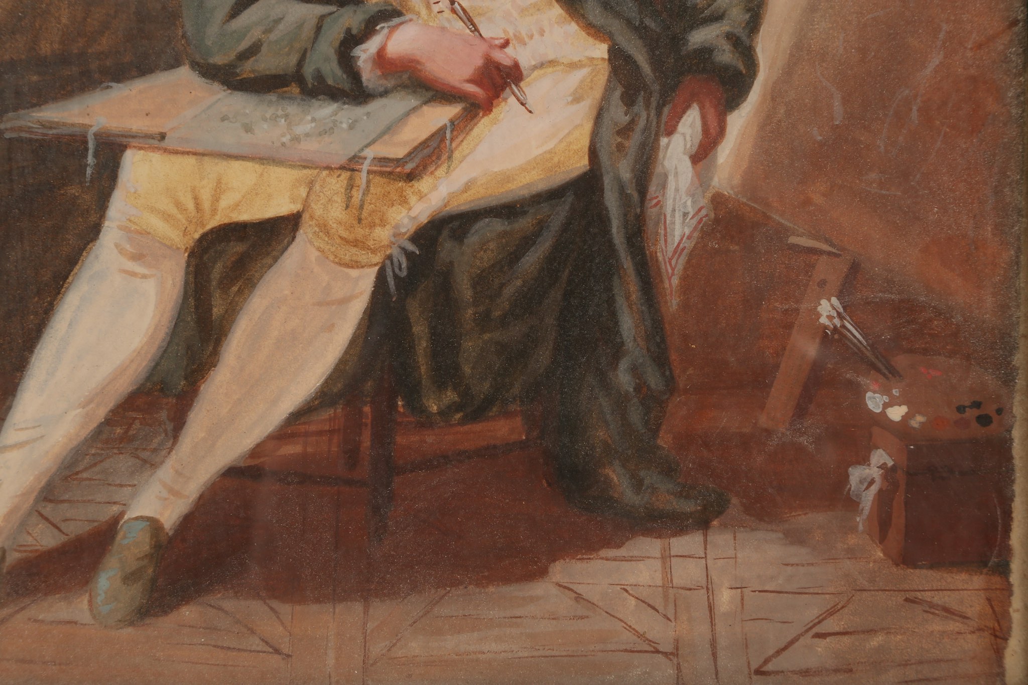 Late 18th century French School, 'Portrait of an Artist'. Gouache and watercolour study of a - Image 4 of 7