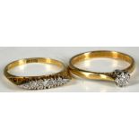 A late Victorian 18ct gold and diamond set graduated five stone ring, sold together with an 18ct