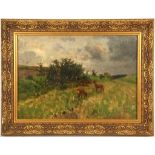 Herman Hartwich (American; 1853-1926), 'Deer in the Landscape', oil on canvas, signed lower left, in
