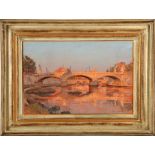20th century British School, 'Sunset on the Tiber', depicting the Ponte Vittorio Emmanuele II,