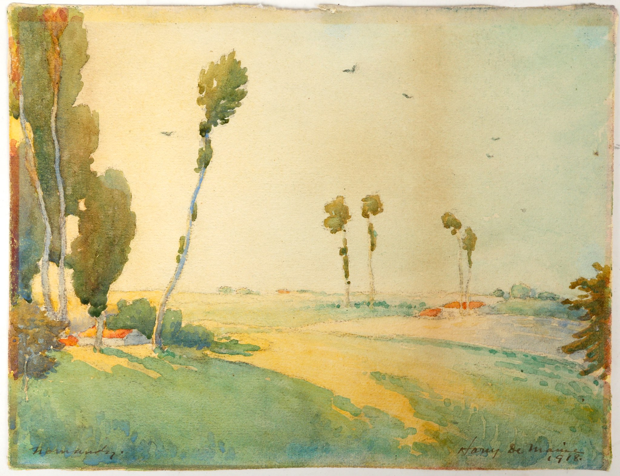 Harry DeMaine (1880-1952), Three fine French watercolour landscape studies circa 1918. Inscribed and - Image 5 of 7