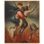 18th Century Italian School, Ex voto of an Angel rescuing a child from the burning flames of