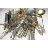 A miscellaneous collection of continental .800 silver flatware including a large lade, fish