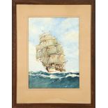 John Handley Powell (1896-1974), 'Clipper on the High Sea'. Marine watercolour, signed lower