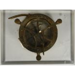 A 19th century brass sextant by Dolland of London, mounted on to an acrylic base, 14cm dia