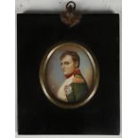 Miniature portrait of Napoleon Bonaparte in military uniform, bears signature A. Roi, 6cm