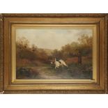 Early 20th century British School, a pheasant shooting scene, oil on canvas, monogrammed J.W.