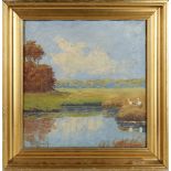 Edouard Mandon, 20th century French 'Landscape View', oil on milled board, signed lower left,